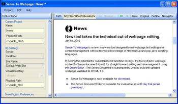 Sense to Webpage screenshot