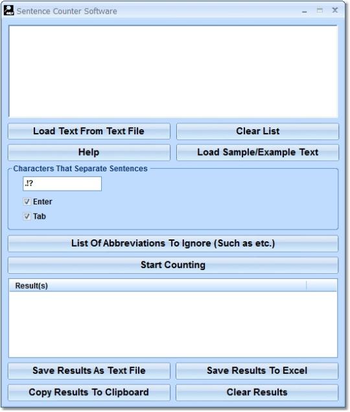 Sentence Counter Software screenshot