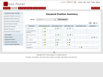 Seo Panel screenshot