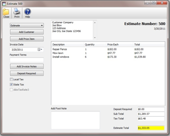 Service Invoice Basic screenshot