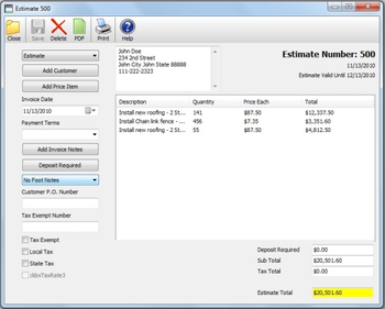 Service Invoice Standard screenshot