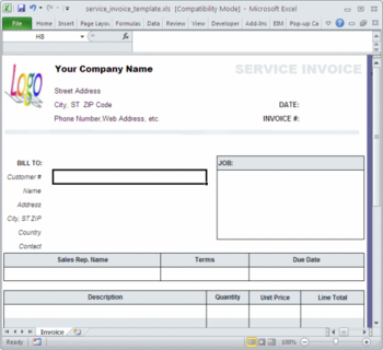 Service Invoice Template screenshot