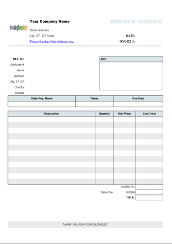 Service Invoicing Template screenshot