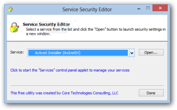 Service Security Editor screenshot