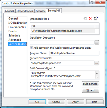 ServiceMill Exe Builder screenshot