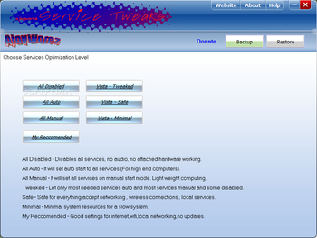 ServiceTweaks screenshot