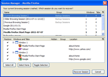 Session Manager screenshot