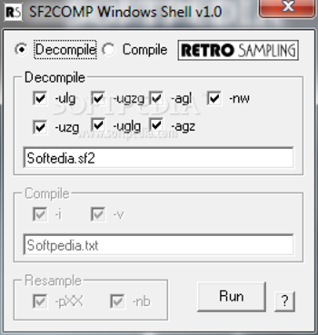 SF2COMP Windows Shell screenshot