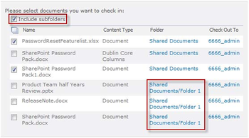 SharePoint Batch Check In screenshot