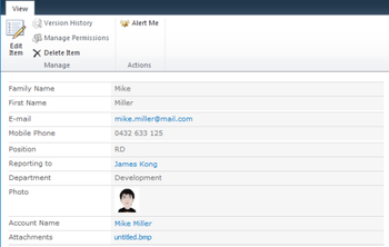 SharePoint Column View Permission screenshot