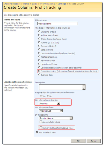 SharePoint Cross-Site Lookup screenshot 2