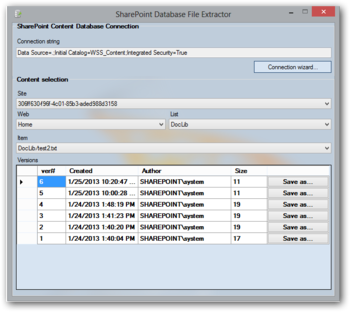 SharePoint Database File Extractor screenshot 3