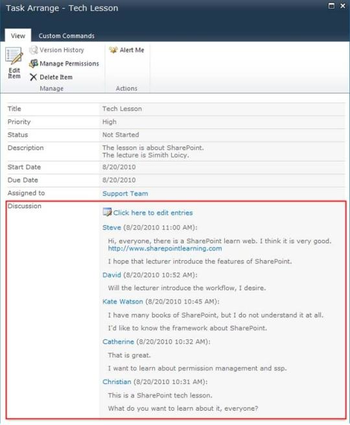 SharePoint Discussion Column screenshot 2