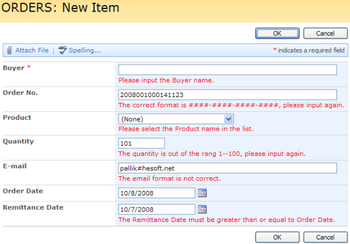 SharePoint Form Validation screenshot
