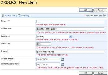 SharePoint Form Validation screenshot 2