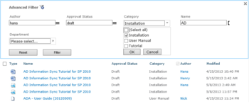 SharePoint List Advanced Filter screenshot