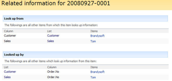 SharePoint Lookup Tracker screenshot