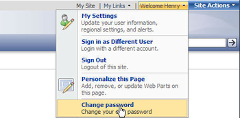 SharePoint Password Change & Expiration screenshot