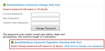 SharePoint Password Change & Reset Pack screenshot