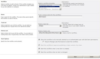 SharePoint Permission Workflow screenshot
