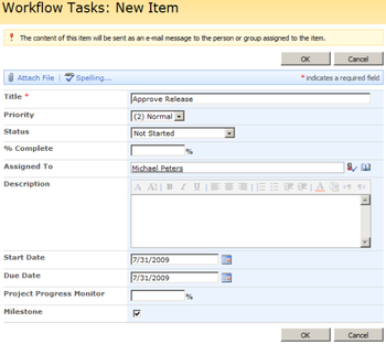 SharePoint Project Progress Monitor screenshot