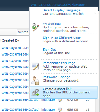 SharePoint Short Url screenshot