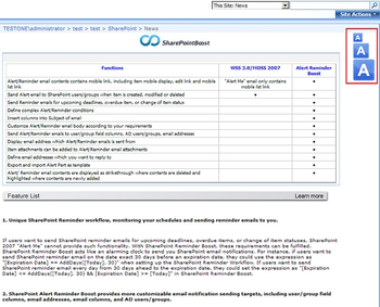 SharePoint Text Size Zoom screenshot