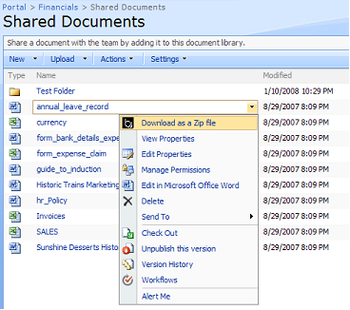 SharePoint Zip screenshot