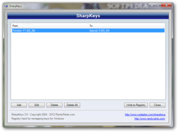 SharpKeys screenshot