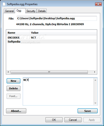 Shedko Ogg Vorbis Propertysheet screenshot