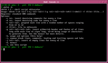 Shell script obfuscator screenshot