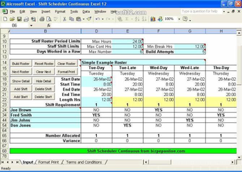 Shift Scheduler Continuous Excel screenshot 2