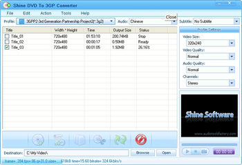 Shine DVD To 3GP Converter screenshot 2