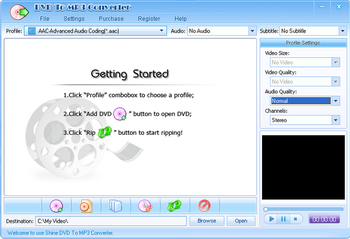 Shine DVD To MP3 Converter screenshot