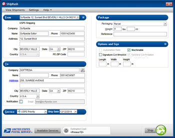ShipRush USPS screenshot