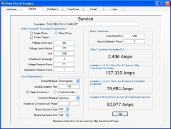 Short Circuit Analysis screenshot