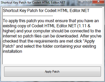 Shortcut Key Patch for Codeit HTML Editor.NET screenshot