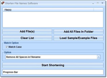 Shorten File Names Software screenshot