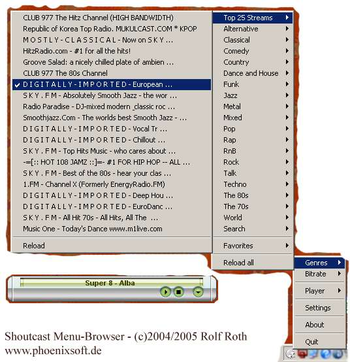 ShoutCast Menu-Browser screenshot