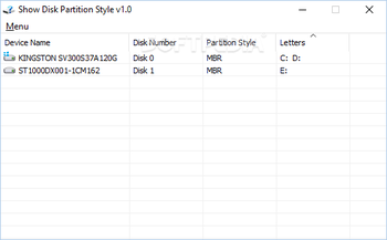 Show Disk Partition Style screenshot