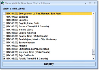 Show Multiple Time Zone Clocks Software screenshot