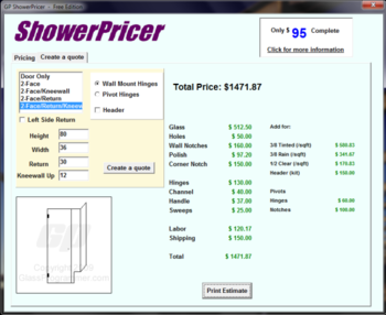 ShowerPricer screenshot
