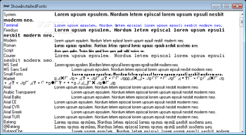 ShowInstalledFonts screenshot