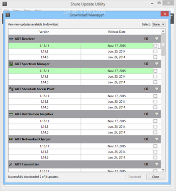 Shure Update Utility screenshot