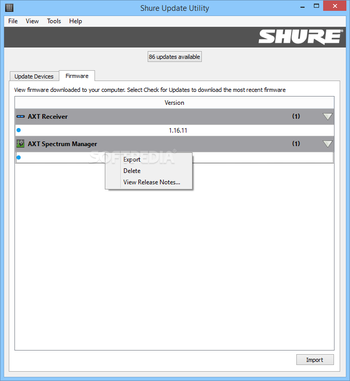 Shure Update Utility screenshot 2