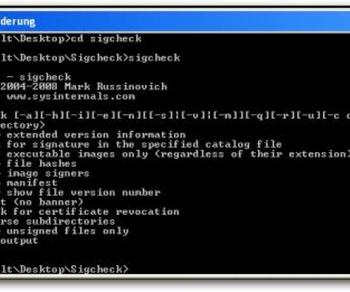Sigcheck screenshot