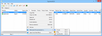 SigcheckGUI screenshot 2