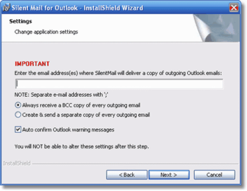 Silent Mail Monitor Outlook Add-in screenshot