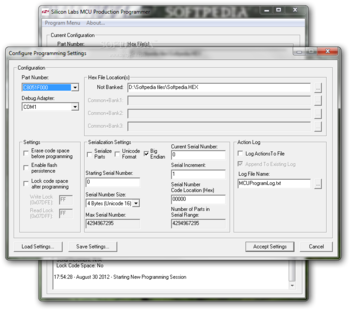 Silicon Labs MCU Production Programmer screenshot 2