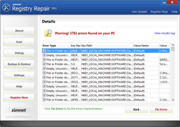 Simnet Registry Repair screenshot 3